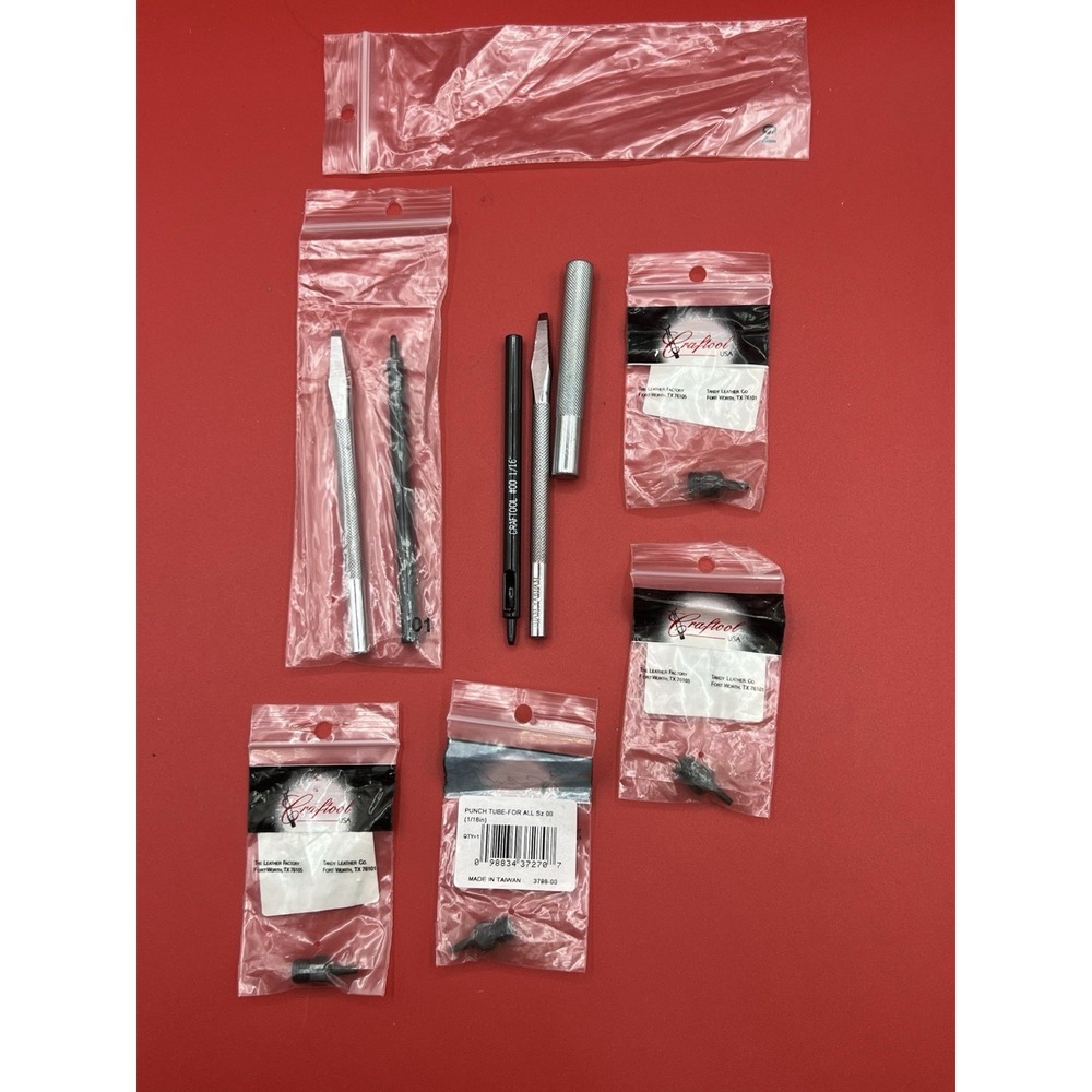 Leather Working Tools Lot New Punch Tube 00 1/18in Craftool #00 1/16" Rivet Set